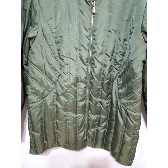 EUC! Centigrade Outerwear Green Nylon Down Feather Filled Puffer Coat Women L - Picture 5 of 10